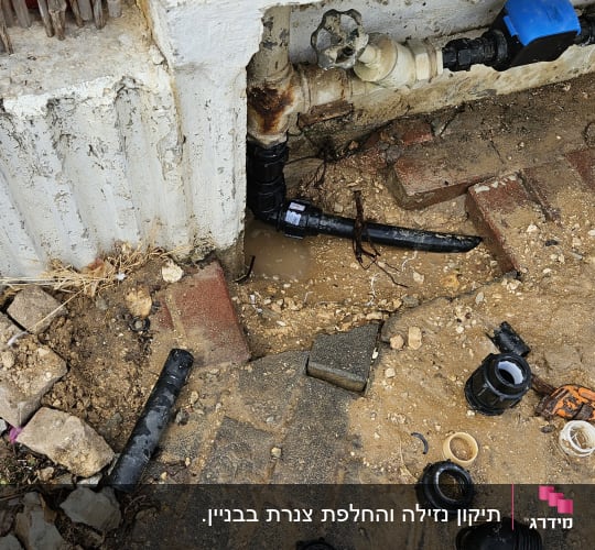 עבודות תיקון והחלפת צנרת מים בגינה סמוך לשעון המים